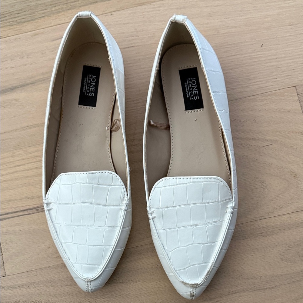 Jones New York White Croc-Embossed Loafers